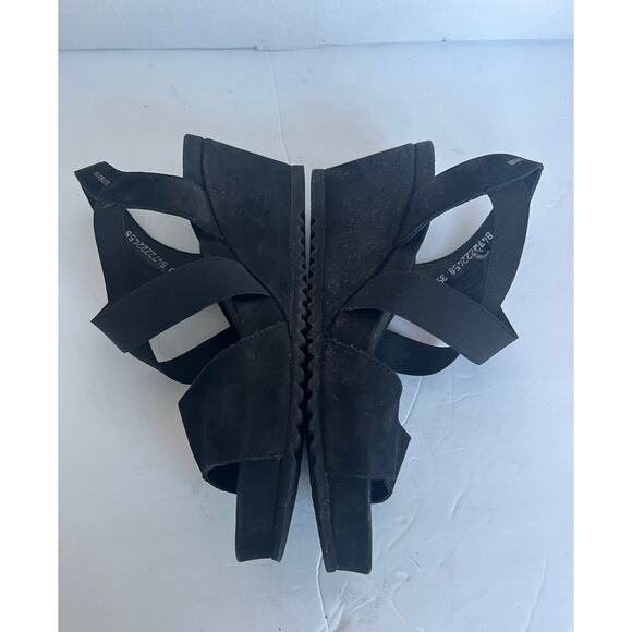 MEPHISTO GIULIANA SOFT AIR TECHNOLOGY BLACK NUBUCK COMFORT WEDGE SANDAL SZ 9 - Picture 5 of 10